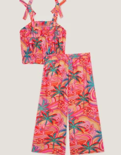 Tropical Swirl Tank Top & Trousers Set Orange
