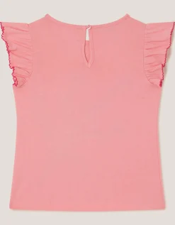 Tulip Embroidered Bow T-Shirt Pink