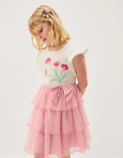Tulip Polka Dot Mesh Disco Dress Pink