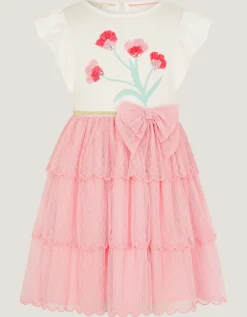 Tulip Polka Dot Mesh Disco Dress Pink