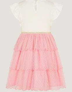 Tulip Polka Dot Mesh Disco Dress Pink