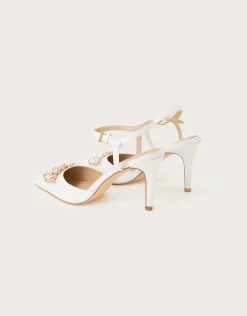 Two-Part Diamante Trim Bridal Shoes Ivory