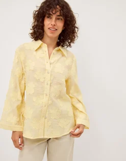 Tyra Floral Jacquard Shirt Yellow