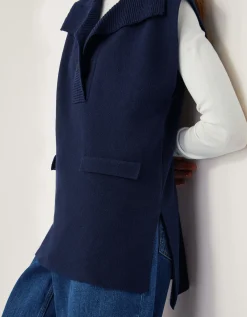 Uma Knitted Utility Vest Blue