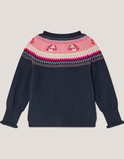 Unicorn Fair Isle Cardigan Blue