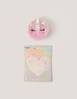 Unicorn Hair Brush & Nail Stickers Gift Set