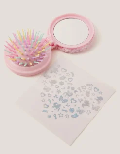 Unicorn Hair Brush & Nail Stickers Gift Set