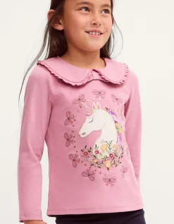 Unicorn Portrait Long Sleeve Top Pink