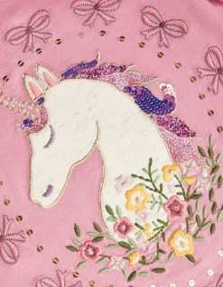 Unicorn Portrait Long Sleeve Top Pink