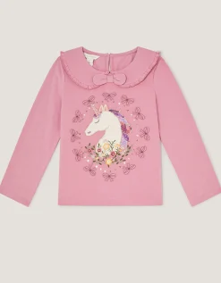 Unicorn Portrait Long Sleeve Top Pink