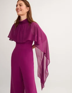 Valerie Cape Wide Leg Jumpsuit Purple