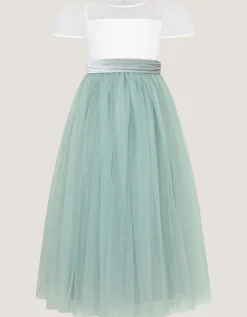 Velvet Bow Bridesmaid Dress Green