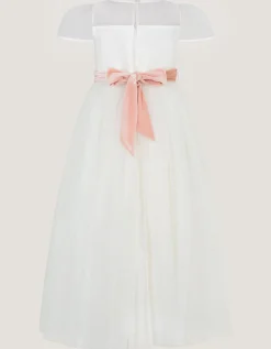 Velvet Bow Bridesmaid Dress Ivory