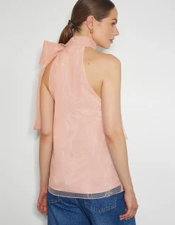 Vera Sleeveless Organza Pussybow Top Pink