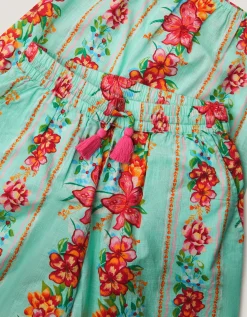 Vintage Floral Tank Top & Trousers Set Blue