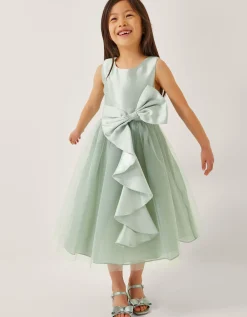 Waterfall Bow Tulle Dress Green