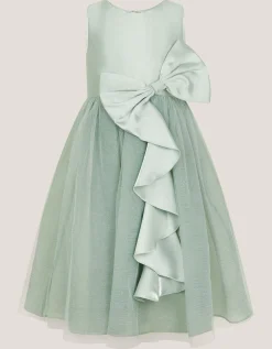 Waterfall Bow Tulle Dress Green