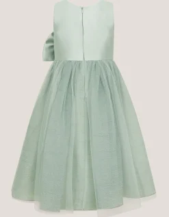 Waterfall Bow Tulle Dress Green