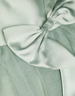 Waterfall Bow Tulle Dress Green