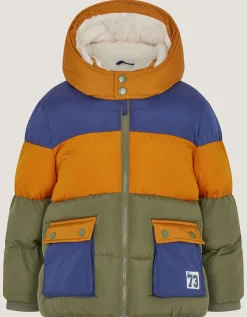 Water-Resistant Colourblock Puffer Jacket Multi