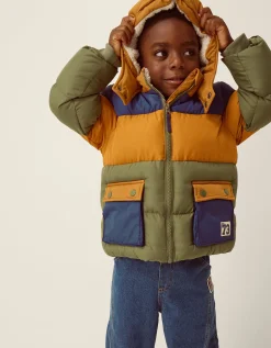 Water-Resistant Colourblock Puffer Jacket Multi