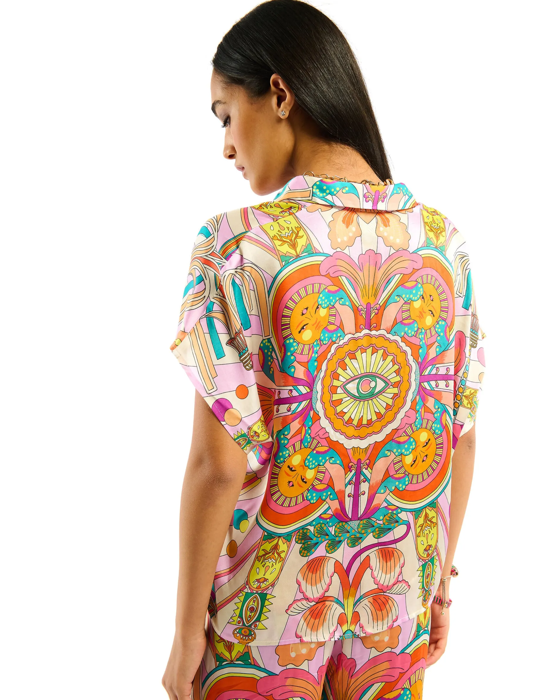 Wild Hisae Print Short Sleeve Shirt Pink