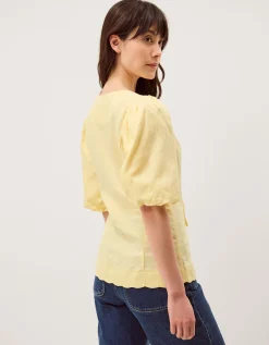 Willow Puff Sleeve Tie Front Top Yellow