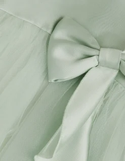 Winnie Satin Bow Party Dress Green
