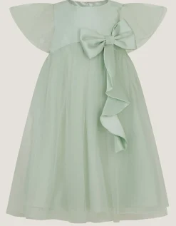Winnie Satin Bow Party Dress Green