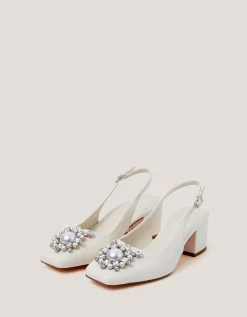 Wynn Pearl Slingback Heels Ivory
