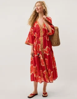 Yasmin Floral Midi Tunic Dress Pink