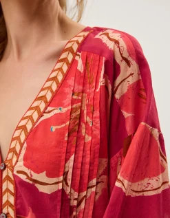 Yasmin Floral Midi Tunic Dress Pink