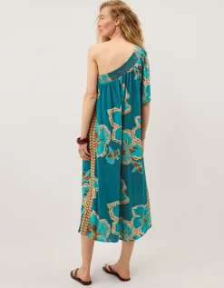 Yasmin One-Shoulder Floral Jumpsuit Teal