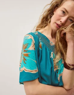 Yasmin One-Shoulder Floral Jumpsuit Teal