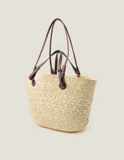 Yvie Woven Raffia Basket Bag