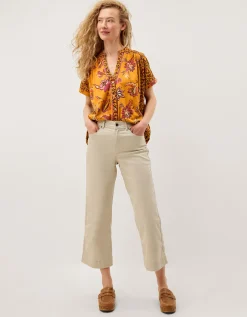 Zainab Floral Print Jersey Top Orange