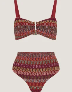 Zaria Knit Bandeau Bikini Top Red