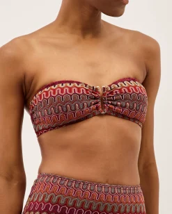 Zaria Knit Bandeau Bikini Top Red