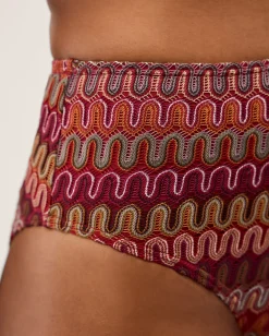 Zaria Knit High Waist Bikini Bottoms Red