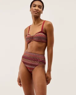 Zaria Knit High Waist Bikini Bottoms Red