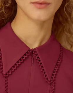 Zoe Pointed Collar Jersey Midi Dress Red